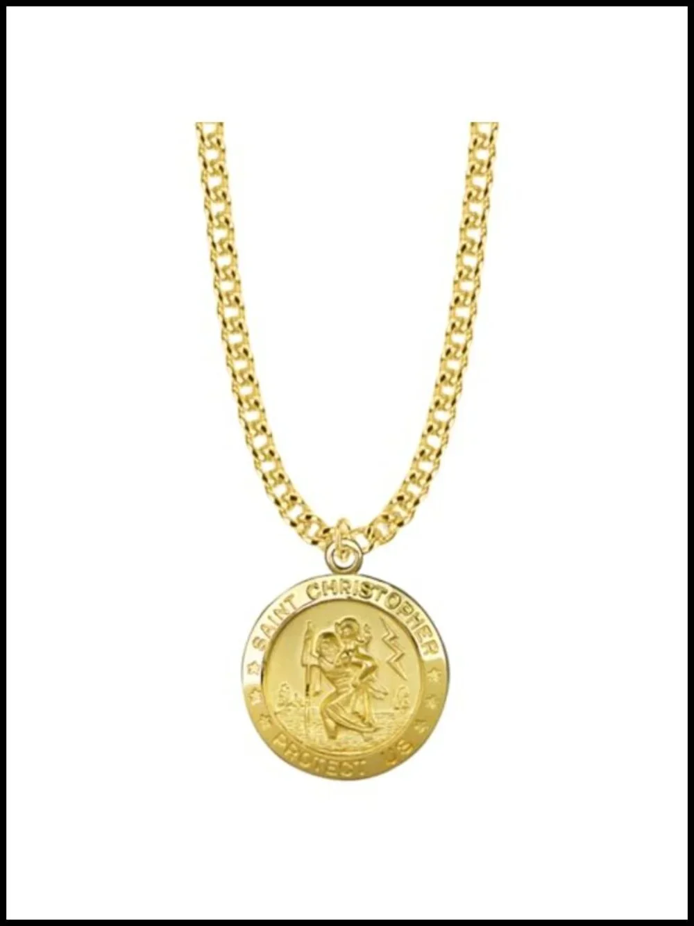 Sterling Silver Saint Christopher Medal Gold-Plated Pendant Necklace, 20 Inch
